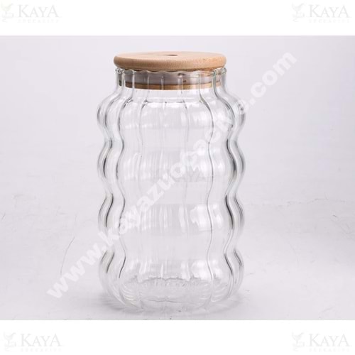 KISMET BOROSİLİKAT OPTİKLİ KAVANOZ BAMBU KAPAK 20 CM 1*12
