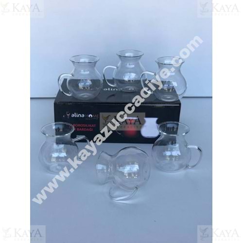 ALİNA CAM BOROSİLİKAT KEYFİ ALA 6 LI TERMESİL BARDAK 1*12