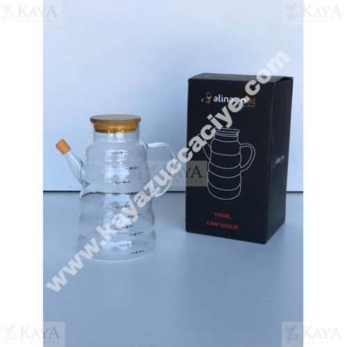 ALİNA CAM BOROSİLİKAT YAĞLIK BAMBU KPK 1 LT CEMRE 1*24