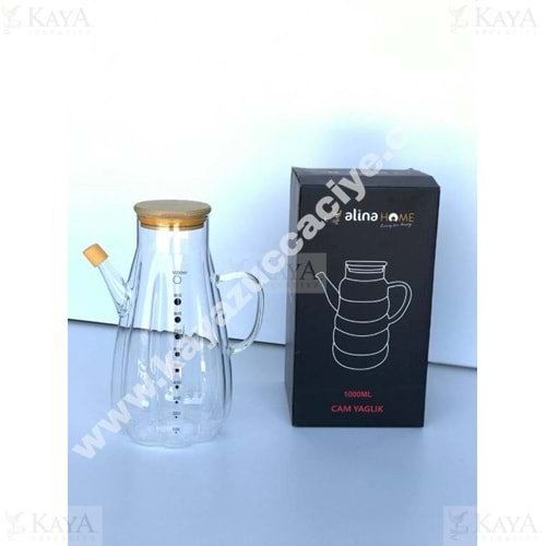ALİNA CAM BOROSİLİKAT YAĞLIK BAMBU KPK 1 LT LENA 1*24