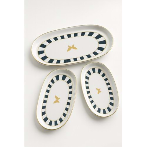 ÜLGER ÇİZGİLİ KELEBEK MARTHA 3 LÜ KAYIK TABAK 1*12