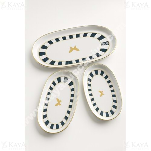 ÜLGER ÇİZGİLİ KELEBEK MARTHA 3 LÜ KAYIK TABAK 1*12