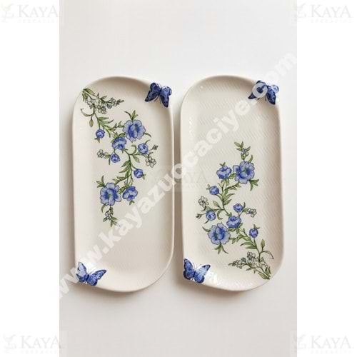 ALİNA HOME DALGALI ORTA OVAL KELEBEK KAYIK KOBALT KELEBEK 29 CM 1*12