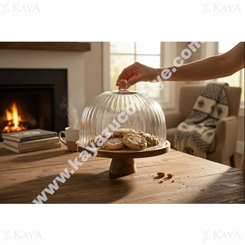 LUCA MİA KEK FANUSU BREEZE AYAKLI CAM KAPAKLI 25 CM 1*6