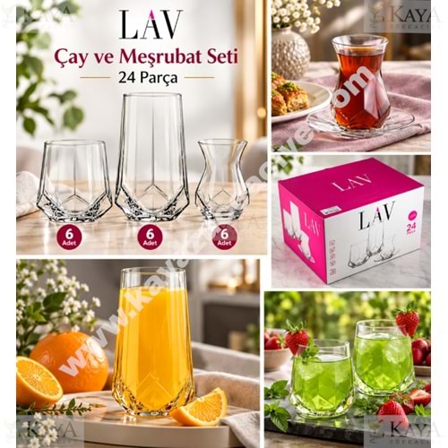 LAV BARDAK SETİ ALYA 24 PARÇA BARDAK SETİ 1*2