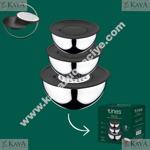 LİNES MİX UP 9 PARÇA ÇELİK KARIŞTIRMA SETİ 1.3-2.5-4.6 L 1*6