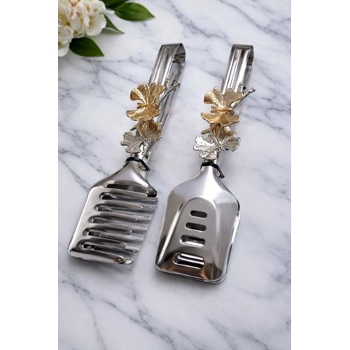 BZD IVORY SUNUM MAŞASI SETİ 2 Lİ GÜMÜŞ KELEBEK FİGÜRLÜ 1*30