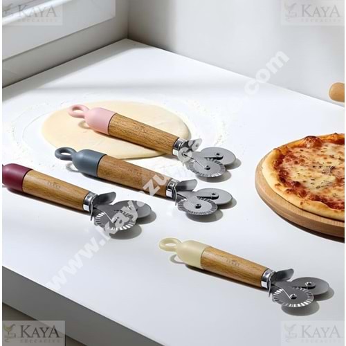 BZD IVORY AKASYA SAPLI PİZZA RULETİ ÇİFT BIÇAK 1*24