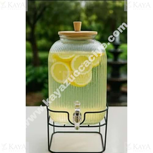 MLN BAMBU KAPAKLI CAM ÇİZGİLİ STANDLI DAMACANA 3,75 LT 1*6
