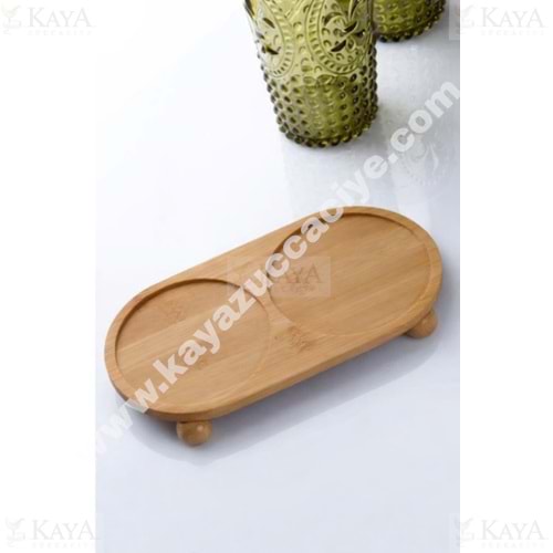 MLN BAMBU YAĞLIK ALTI OVAL BÖLMELİ TOP AYAKLI 24x12 CM 1*72