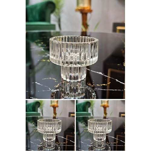 MLN CAM 6 LI ÇİZGİLİ AYAKLI LOKUMLUK 5,5 CM KASE 1*20