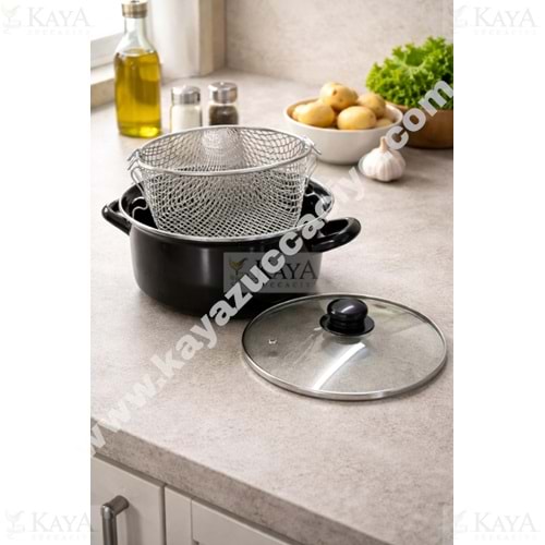 MLN EMAYE KIZARTMA TENCERESİ 22 CM SİYAH 1*6