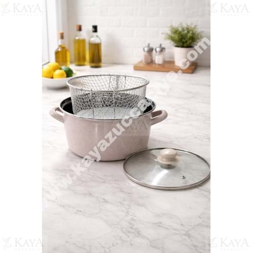 MLN EMAYE KIZARTMA TENCERESİ 22 CM TOPRAK 1*6