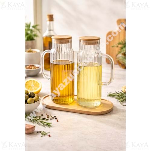 MLN CAM YAĞLIK 2 Lİ BAMBU KAPAKLI STANDLI 1*6