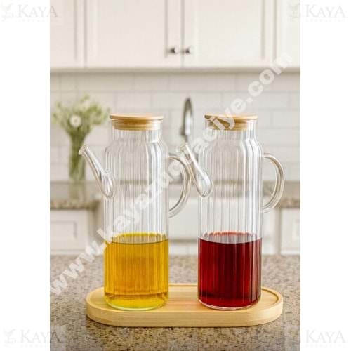 MLN CAM YAĞLIK 2 Lİ BAMBU KAPAKLI STANDLI 1*6