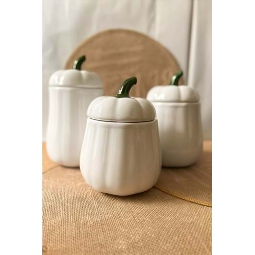 MLN SERAMİK 3 LÜ DEKORATİF KABAK BEYAZ 1*6