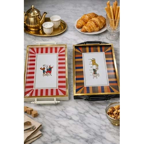 MLN TEPSİ AHŞAP MİNYATÜR ATLI TEPSİ 40x28 CM 1*14