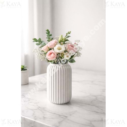 MLN SERAMİK PİNTEREST ÇİZGİLİ VAZO 20 CM 1*18