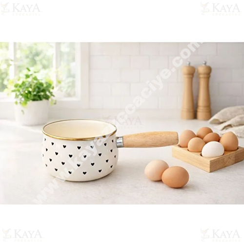 MLN EMAYE TAVA AHŞAP SAPLI SİYAH KALP DEKOR 14 CM 1*12