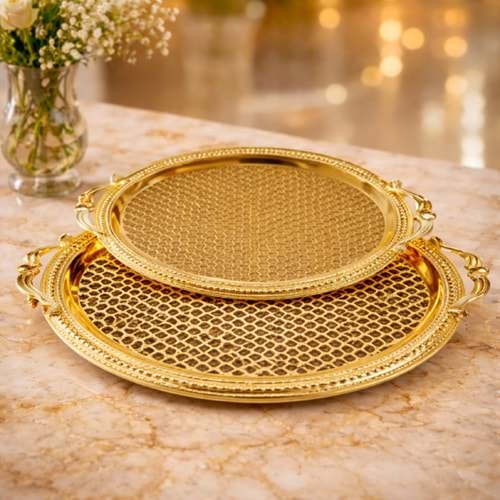 DALGIÇ 2 Lİ OVAL TEPSİ SETİ GOLD 2013SET2 37x28-44x33 CM 1*10