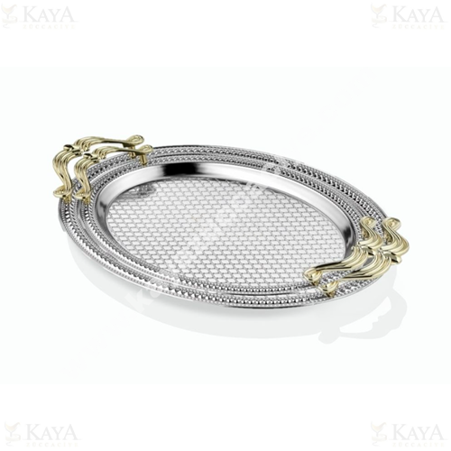 DALGIÇ 2 Lİ OVAL TEPSİ SETİ GÜMÜŞ 2013SET2 37x28-44x33 CM 1*10