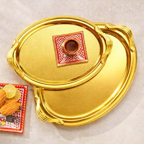 DALGIÇ 2 Lİ OVAL TEPSİ SETİ GOLD 2013SET2 37x28-44x33 CM 1*10