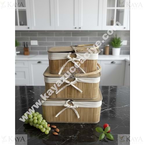 MTR BAMBU 3 LÜ DİKDÖRTGEN PİKNİK SEPETİ 1*6