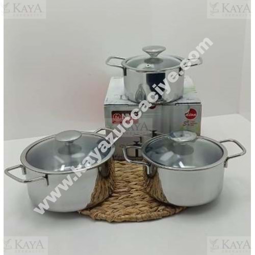 NMS 3 LÜ DİVAN ÇELİK TENCERE SETİ 14-16-18 CM 1*8