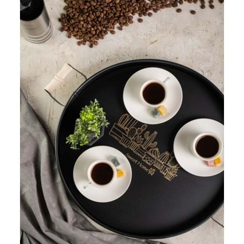 EGE TEPSİ METAL KAKTÜS BASKILI 37 CM AHŞAP SAPLI 1*12