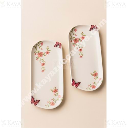 ALİNA HOME DALGALI ORTA OVAL KELEBEK KAYIK PEMBE KELEBEK 29 CM 1*12