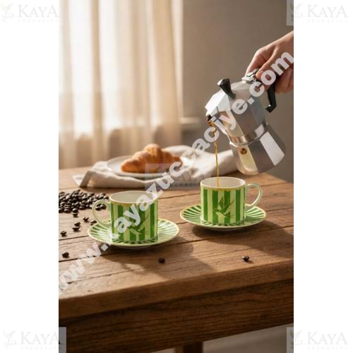 PASHA PORSELEN KAHVE SETİ PİEGON 2 Lİ YEŞİL 1*24