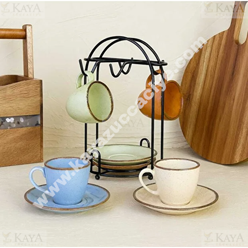 PASHA PORSELEN FİNCAN SETİ STANDLI ESPRESSO 4 LÜ 1*12