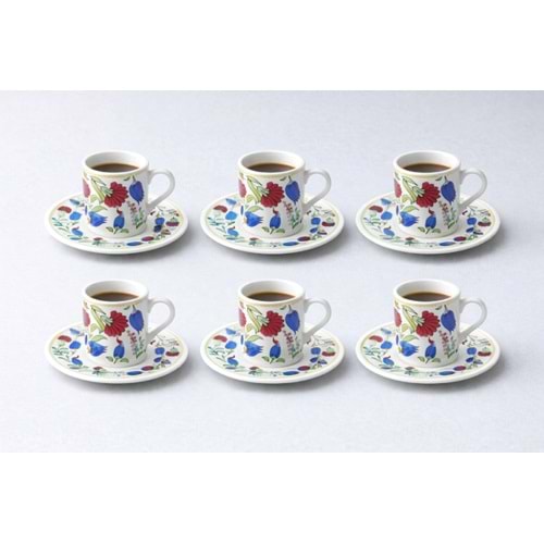 PASHA PORSELEN KAHVE TAKIMI 6 LI DEKORLU 1*6