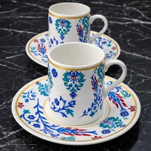 PASHA PORSELEN KAHVE TAKIMI 6 LI DEKORLU 1*6