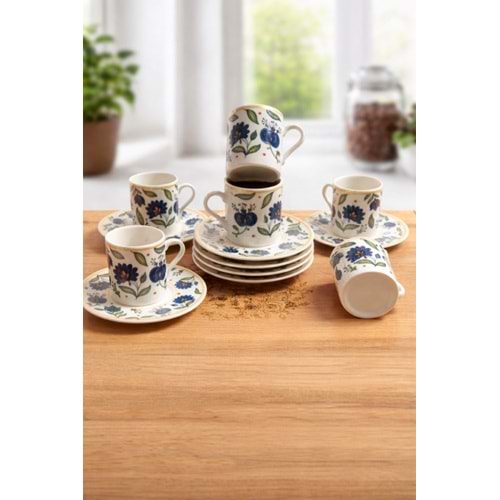 PASHA PORSELEN KAHVE TAKIMI 6 LI DEKORLU 1*6