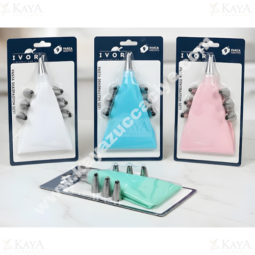 BZD IVORY KEK PASTA SETİ SİLİKON TORBALI METAL DUY SETİ 1*60