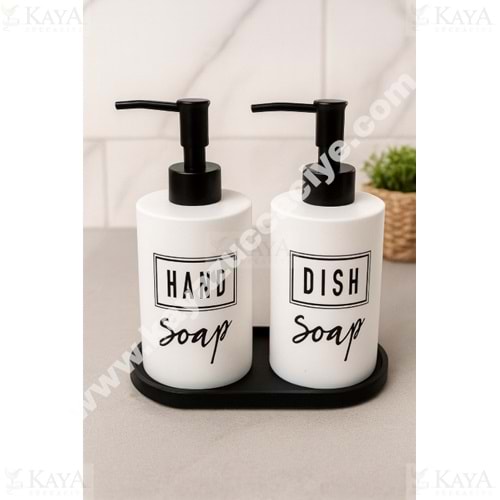 BZD IVORY CAM STANDLI 2 Lİ SIVI SABUNLUK SETİ 500 ML 1*24