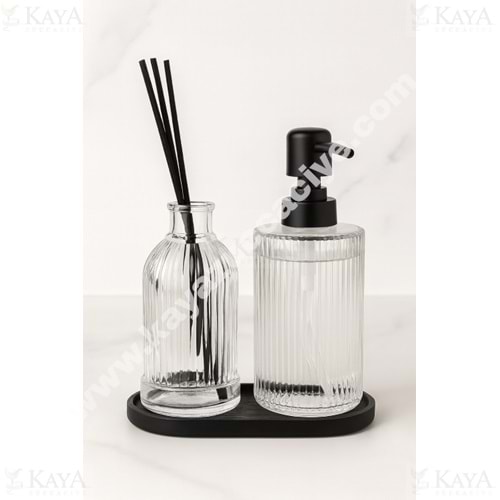 BZD IVORY CAM STANDLI 2 Lİ SIVI SABUNLUK SETİ 500 ML 1*24