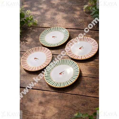 ALİNA HOME SEVDA KUŞU YUVARLAK TATLI TABAĞI 14,5x14,5 CM 1*20