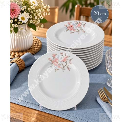 GÜRAL PORSELEN SEDEF 20 CM DÜZ TABAK 1*12