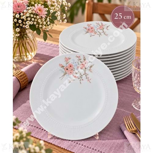 GÜRAL PORSELEN SEDEF 25 CM DÜZ TABAK 1*12