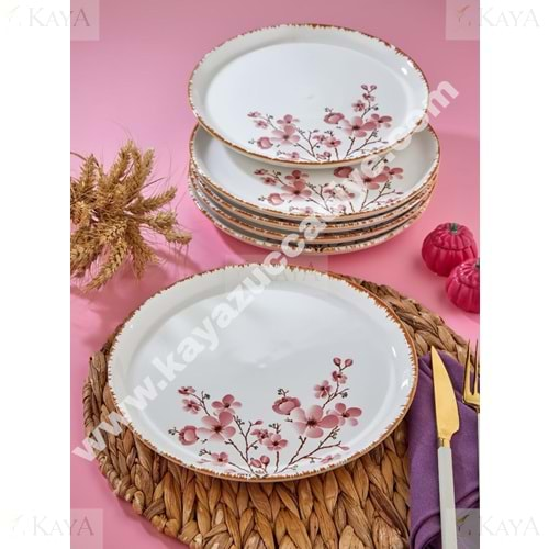 ALİNA HOME PEMBE SAKURA YUVARLAK SERVİS 26,5 CM 1*12