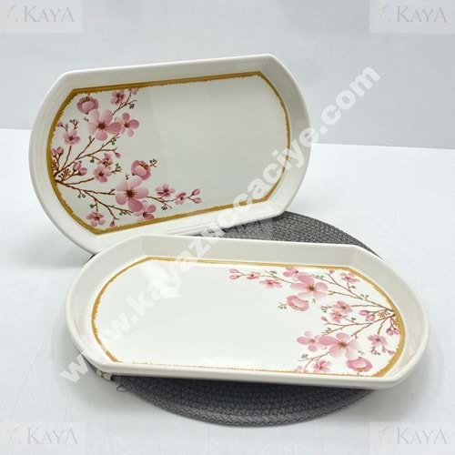 ALİNA HOME PEMBE SAKURA BÜYÜK OVAL SUNUM 31X18 CM 1*10