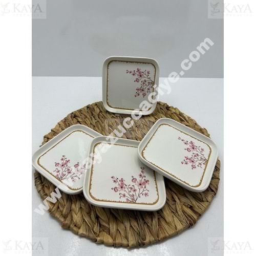 ALİNA HOME PEMBE SAKURA KARE TATLI TABAĞI 14,5x14,5 CM 1*24