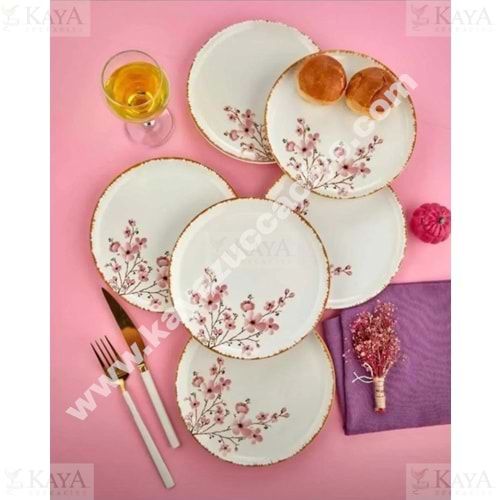 ALİNA HOME PEMBE SAKURA YUVARLAK TATLI TABAĞI 14,5x14,5 CM 1*20