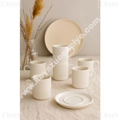 PORLİNE PORSELEN KAHVE TAKIMI 6 LI ÇİZGİLİ 1*6
