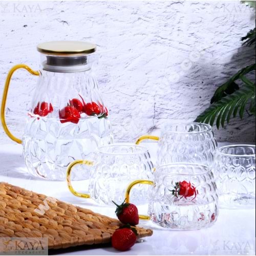 KSV CAM 5 PARÇA SU SETİ GOLD KULP 1,7 LT&450 ML 1*6