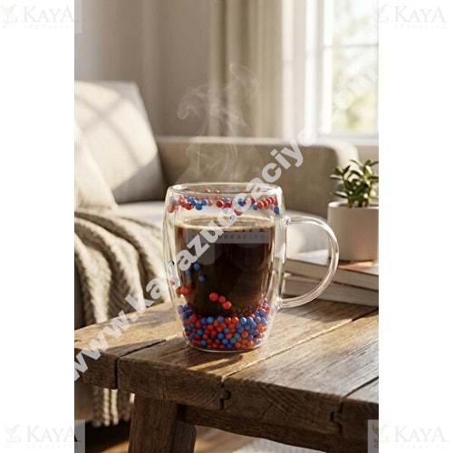 SVR CİDARLI BONCUKLU CAM BARDAK 350 ML 1*100