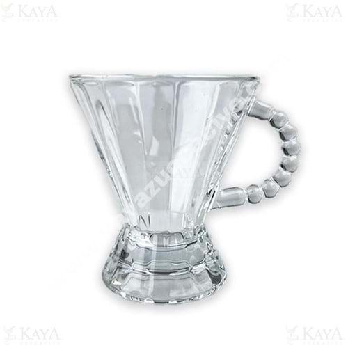 SVR CAM ÇAY BARDAĞI ÇİGİLİ BONCUK KULPLU 6 LI 1*18