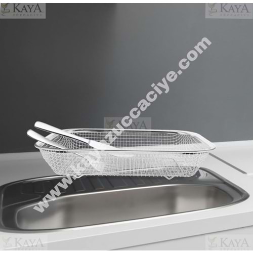 BZD IVORY SÜZGEÇ KARE KROM TEL SEPET 30x22 CM 1*72